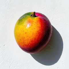 Canvas Print - Ripe mango on white background, sunlight, healthy food