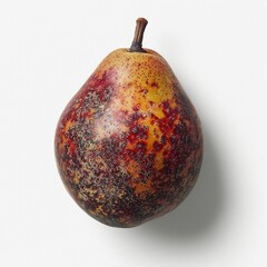 Canvas Print - Ripe speckled pear, studio shot, white background, food photography, recipe ingredient