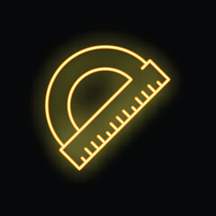 Poster - Glowing neon line protractor icon isolated on black background. Vector illustration