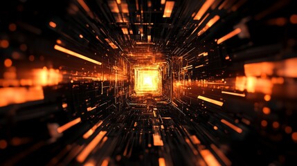 futuristic abstract digital technology background with glowing circuit chip hologram, ai-powered dat