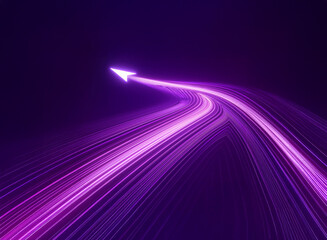 Wall Mural - a vibrant purple arrow of light streaks across a dark background, symbolizing progress and growth. i