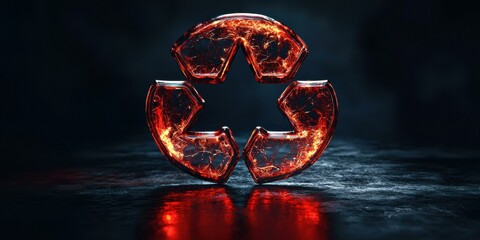 Wall Mural - Fiery recycle symbol. AI.