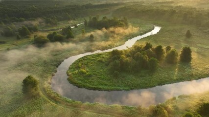Wall Mural - landscape with river