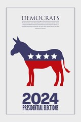 Wall Mural - 2024 Presidential text card for the democrats, copy space editable vector illustration