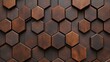 © Galaxyd - Dark brown wooden hexagonal tile wall.