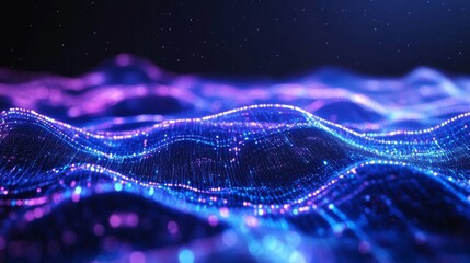Wall Mural - abstract blue and purple technology background with circuitry, digital connections, and glowing line