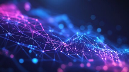 Wall Mural - abstract blue and purple technology background with circuitry, digital connections, and glowing line