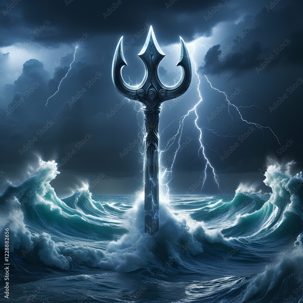 Trident Greek Railing Trident of the ancient Greek god Poseidon Stock Illustration | Adobe Stock