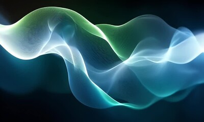 Fototapete - Abstract glowing waves dark background digital art