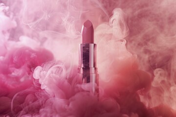 Poster - Pink lipstick surrounded by pink smoke. KI generiert, generiert, AI generated