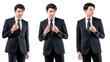 © Dimas - A man in a black suit and tie stands in front of a white background