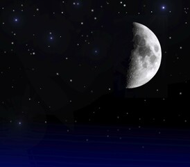 Wall Mural - Moon in the night sky