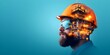 © Yan - A profile of a man in a hard hat and goggles, with a double exposure showing a construction site within his head. Concept Double Exposure Art, Construction Worker Profile, Hard Hat Safety
