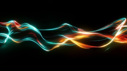 Aufkleber - A vibrant display of colorful light waves against a dark background, creating a dynamic and fluid visual effect.