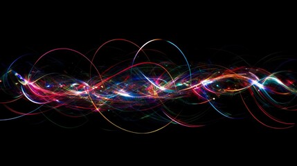 Aufkleber - A vibrant, abstract display of colorful light waves on a black background, creating a sense of movement and energy.