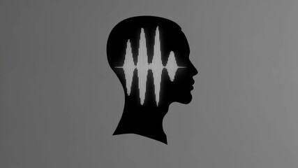 Aufkleber - A minimalist silhouette of a human head with gently pulsating lines inside, symbolizing brainstorming or deep reflection against a neutral backdrop.
