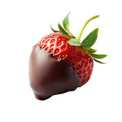 Wall Mural - Delicious chocolate-covered strawberry on a Transparent Background