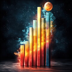 Leinwandbilder - Visual Representation of Data Growth and Cosmic Elements blurry backgrounds