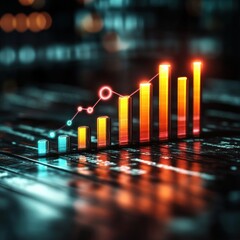 Leinwandbilder - Visual Representation of Data Growth and Trends blurry backgrounds