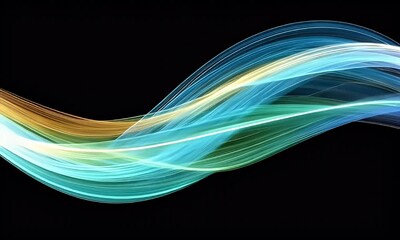 Leinwandbilder - Abstract light wave flowing, dark background, digital art, design element