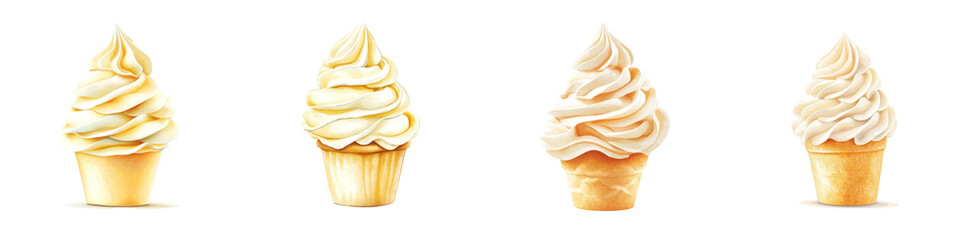 Wall Mural - Flat style illustration of whipped cream dollop, isolated on white background, smooth and artistic.