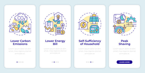 Canvas Print - Energy management benefits onboarding mobile app screen. Walkthrough 4 steps editable graphic instructions with linear concepts. UI, UX, GUI template. Montserrat SemiBold, Regular fonts used