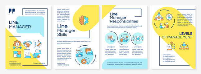 Wall Mural - line manager blue and yellow brochure template. career in corporate company. business development. l