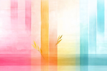 Wall Mural -  abstract lines pattern with gradient colors watercolor