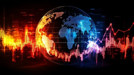 Wall Mural - Global Financial Data Visualization with Earth