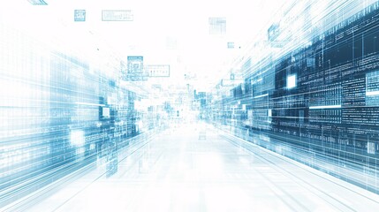 Vector illustration of internet-based software development in IT business, with digital interfaces and coding elements on a white background.