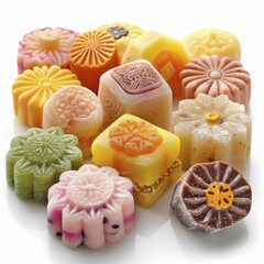 Wall Mural - A selection of colorful and beautifully designed sweets, AI generated