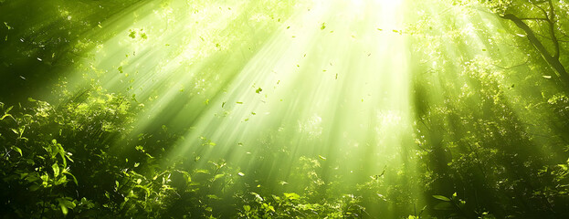 Sunbeams Forest Canopy Leaves Background