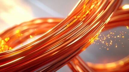 Wall Mural - delicate copper wires twist and turn, revealing shimmering highlights that enhance their intricate t
