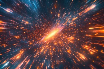 Wall Mural - zooming through the cosmos towards a stunning distant spiral galaxy filled with vibrant colors and e