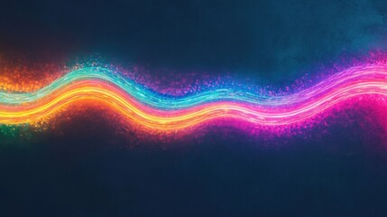 Wall Mural - bright neon rainbow lights create a mesmerizing wave effect against a dark backdrop, illuminating th