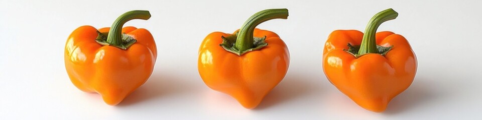 Sticker - A trio of vibrant orange peppers arranged on a clean white surface