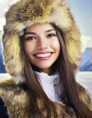 ki generated, usa, beautiful woman from canada, in traditional traditional costume, portrait, 30, ye