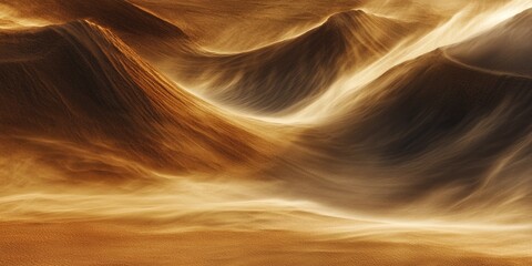 Wall Mural - a desert landscape with a mountain in the background. the mountains are covered in sand and the sky 