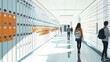 © Kitta Studio - Bright and Spacious School Hallway with Lockers and Students