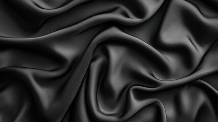 Poster - Luxurious black silk fabric with smooth flowing folds and soft lighting