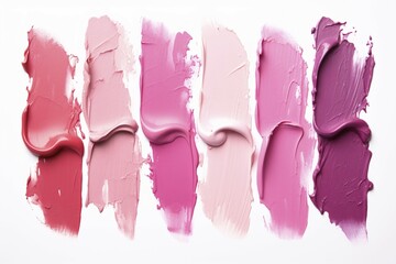 Poster - Swatches of different colors of lipsticks or blushers on white background. KI generiert, generiert AI generated