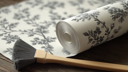 A close-up view of a brush sitting on a table, with a wooden surface and a subtle texture