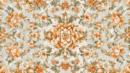 Wall Mural - Elegant Floral Pattern with Soft Colors and Intricate Details