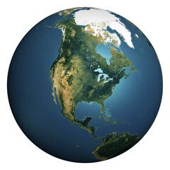 Wall Mural - Earth globe view from space North America continent Isolated silhouette on white background