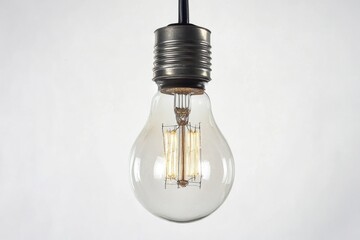 Wall Mural - A single light bulb hanging from the ceiling, ready for use