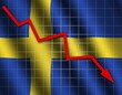 © Alexander Makarov/imageBROKER - The Swedish flag and arrow graph going down