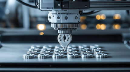 Leinwandbilder - close up of robotic arm gripping metallic components in modern manufacturing facility, showcasing precision and advanced technology in production