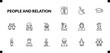 © Abstract - outline people and relation icons set. editable linear handicapped, students graduation hat, lesbian couple, and other 12 icons in this category isolated on transparent background.