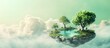 © Galaxyd - Floating island with trees and pond above the clouds.