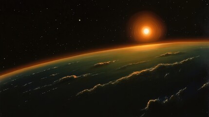 Wall Mural - A Celestial Sunrise Over a Distant Planet